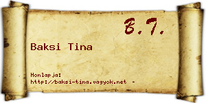 Baksi Tina névjegykártya